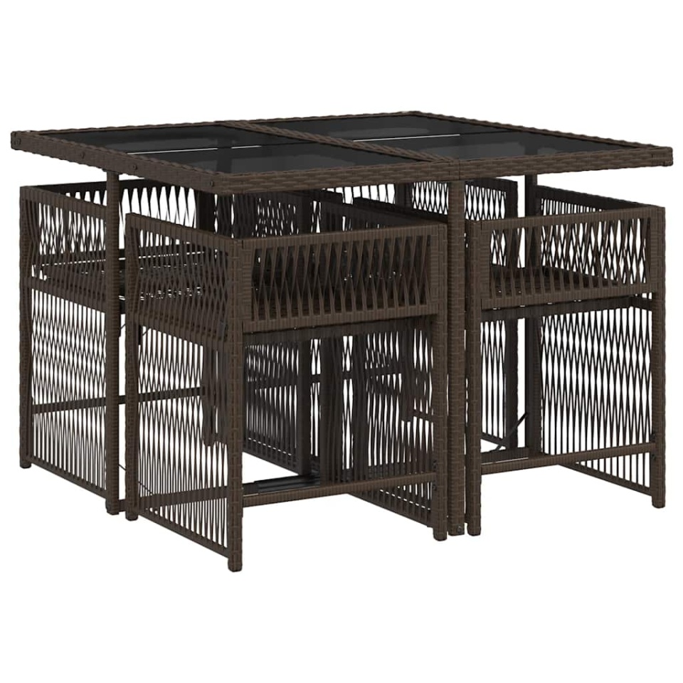 Set mobilier de grădină, 5 piese, cu perne, maro, poliratan - 2 | YEO