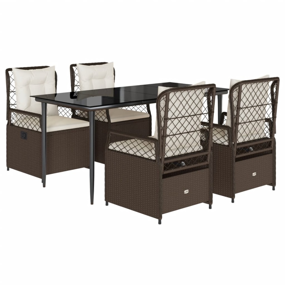 Set mobilier de grădină, 5 piese, cu perne, maro, poliratan - 1 | YEO
