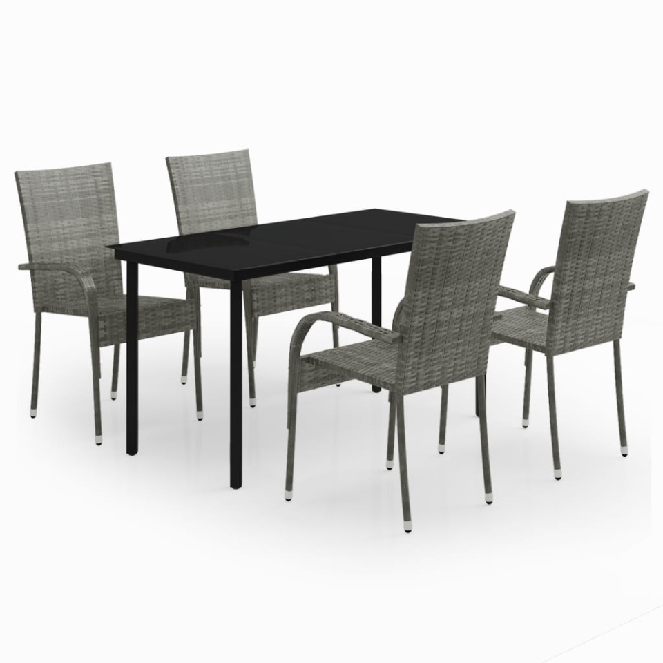 Set mobilier de grădină, 5 piese, gri și negru - 1 | YEO