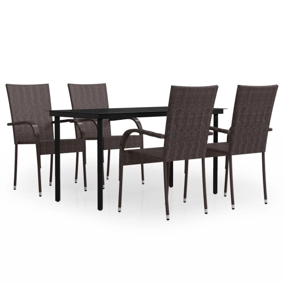 Set mobilier de grădină, 5 piese, maro și negru - 1 | YEO