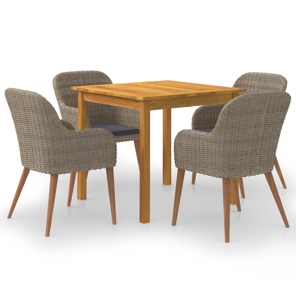 Set mobilier de grădină, 5 piese, maro