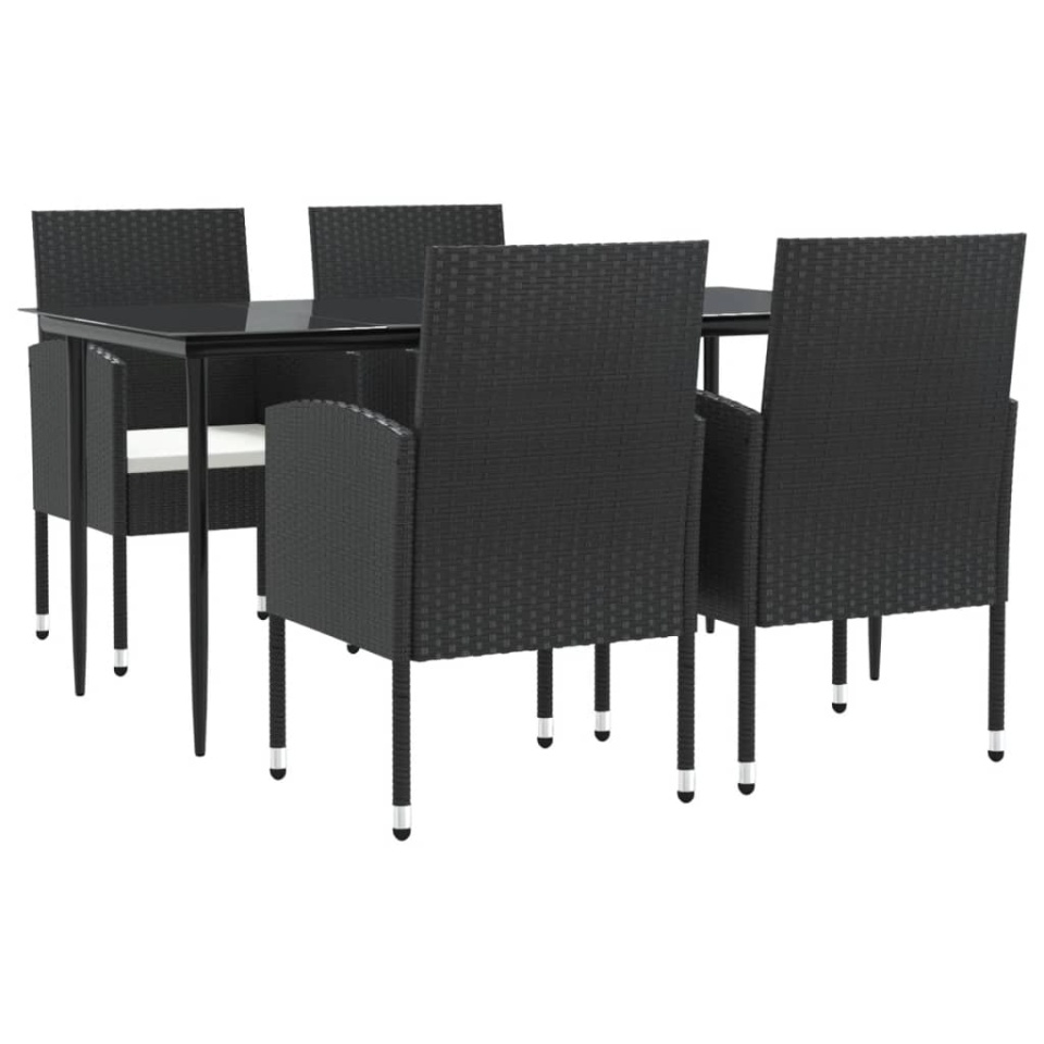 Set mobilier de grădină, 5 piese, negru, poliratan și oțel - 1 | YEO