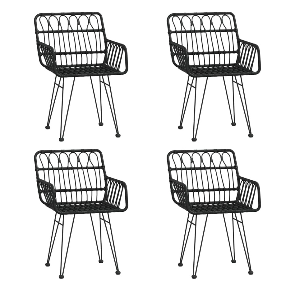 Set mobilier de grădină, 5 piese, negru, poliratan - 3 | YEO