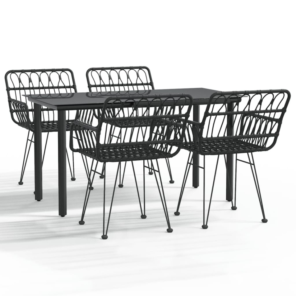 Set mobilier de grădină, 5 piese, negru, poliratan - 1 | YEO