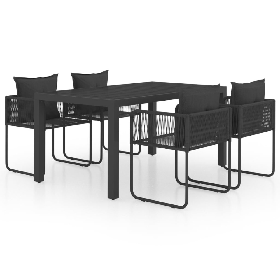 Set mobilier de grădină, 5 piese, negru, ratan PVC - 1 | YEO