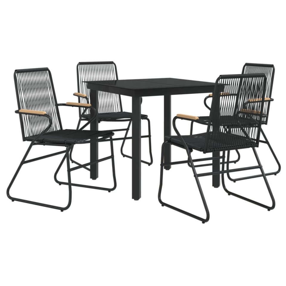 Set mobilier de grădină, 5 piese, negru, ratan PVC - 2 | YEO