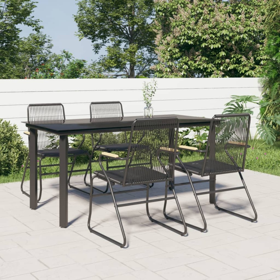 Set mobilier de grădină, 5 piese, negru, ratan PVC