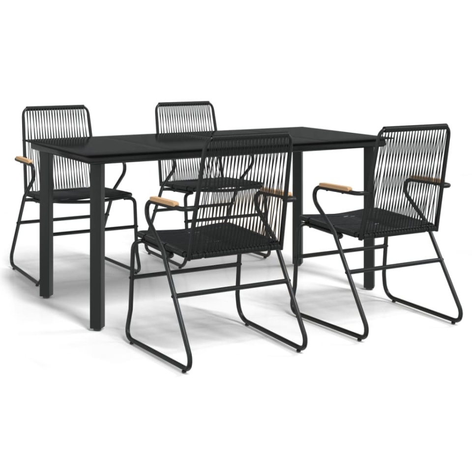 Set mobilier de grădină, 5 piese, negru, ratan PVC - 1 | YEO