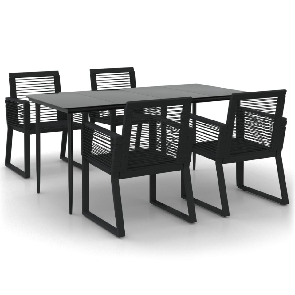 Set mobilier de grădină, 5 piese, negru, ratan PVC - 1 | YEO