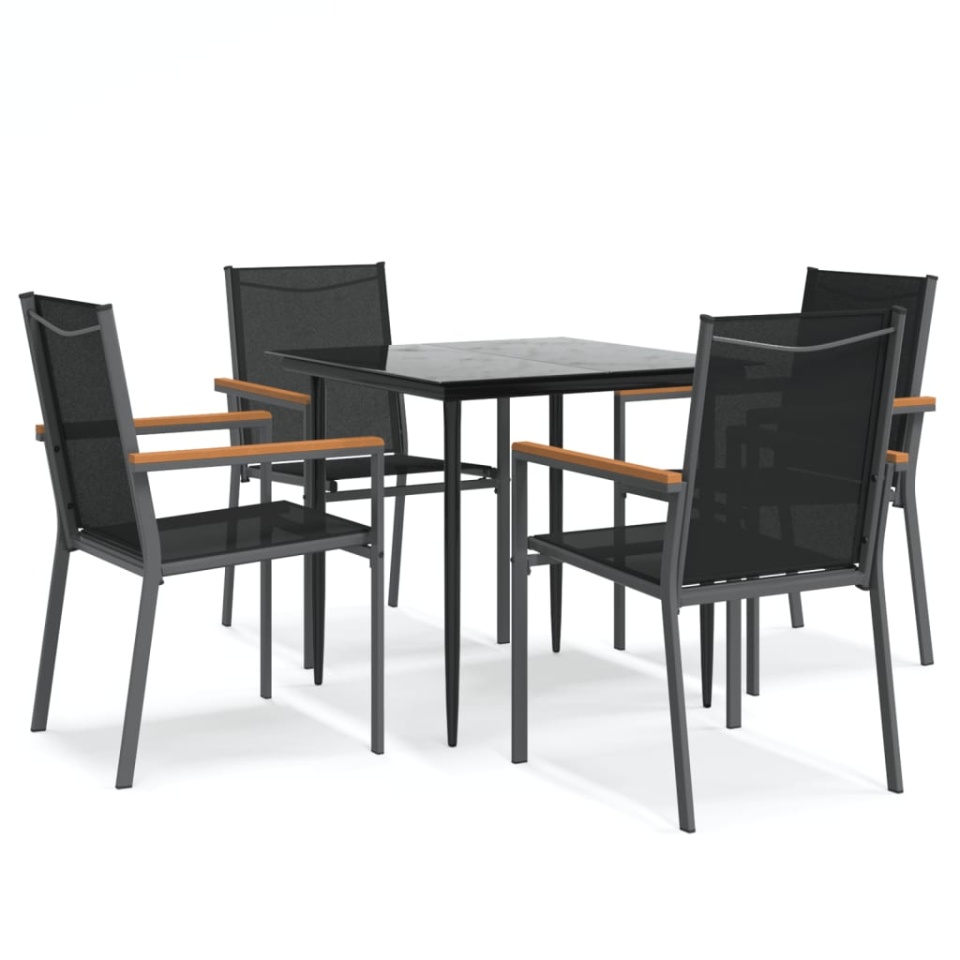 Set mobilier de grădină, 5 piese, negru, textilenă și oțel - 1 | YEO