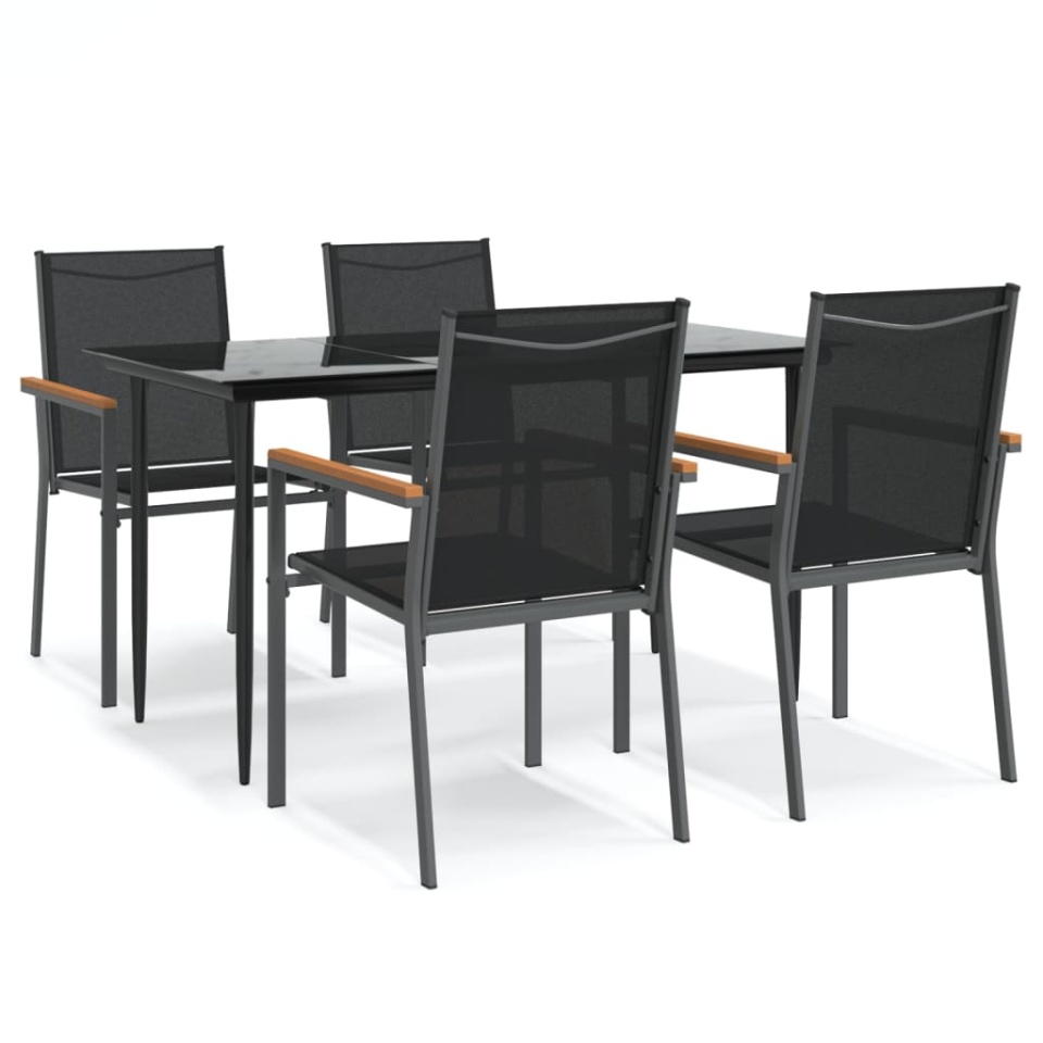 Set mobilier de grădină, 5 piese, negru, textilenă și oțel - 1 | YEO