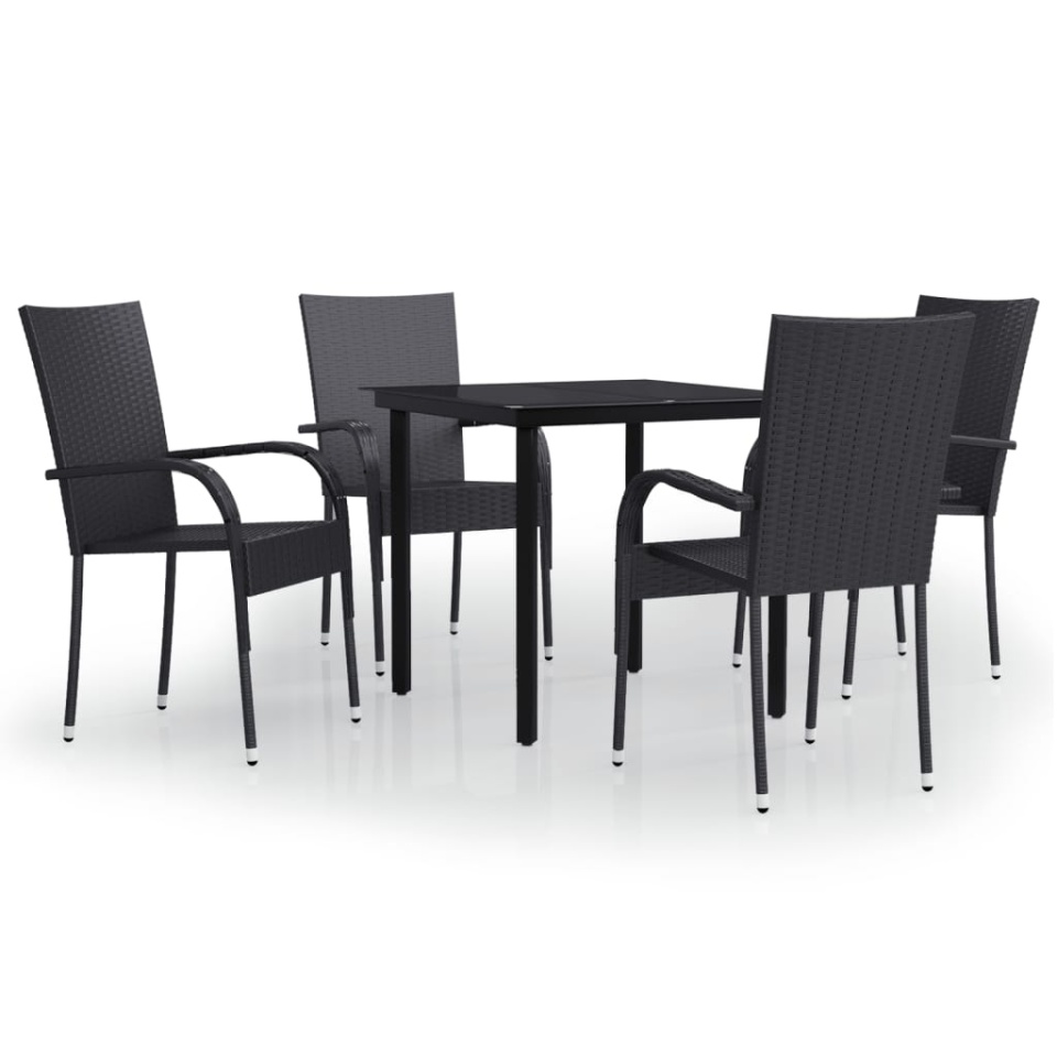 Set mobilier de grădină, 5 piese, negru - 1 | YEO