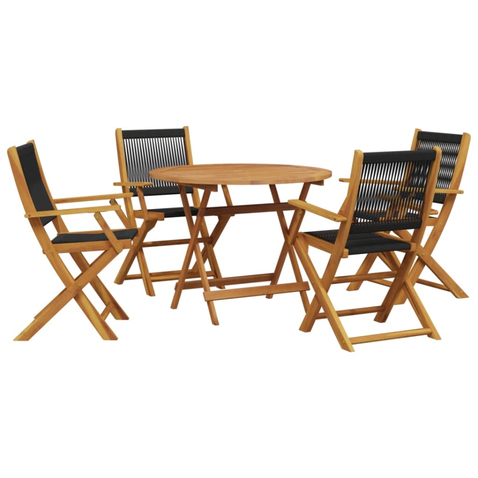 Set mobilier de grădină 5 piese polipropilenă neagră/lemn masiv - 1 | YEO