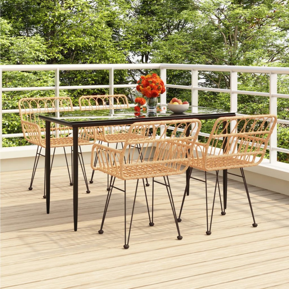Set mobilier de grădină, 5 piese, poliratan