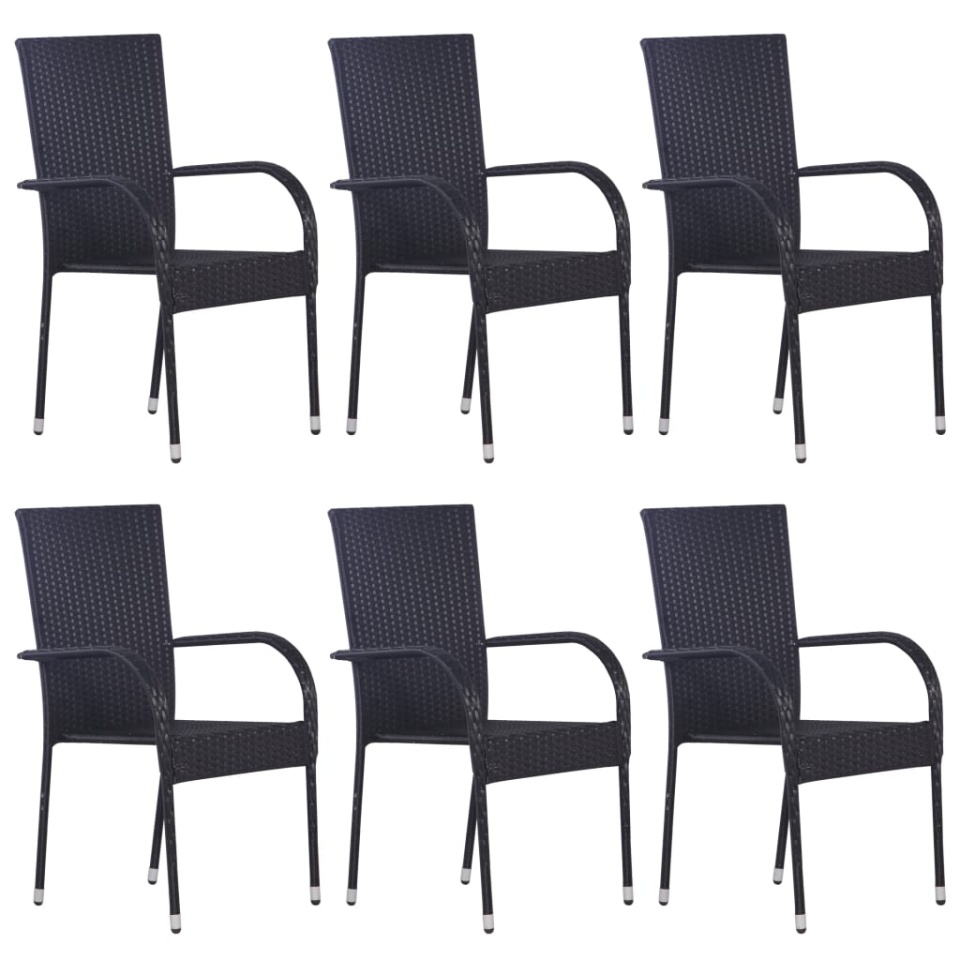 Set mobilier de grădină, 7 piese, negru, poliratan - 3 | YEO