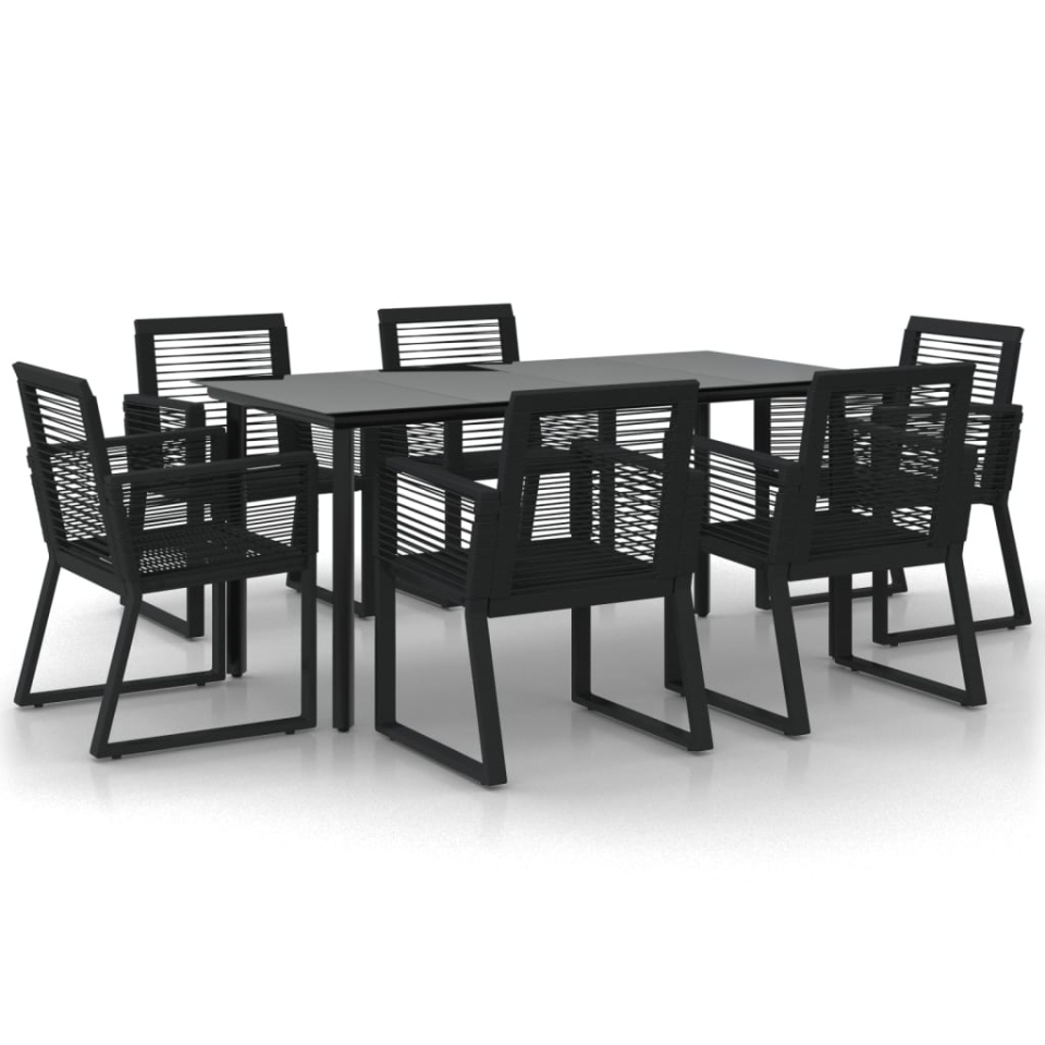 Set mobilier de grădină, 7 piese, negru, ratan PVC - 1 | YEO
