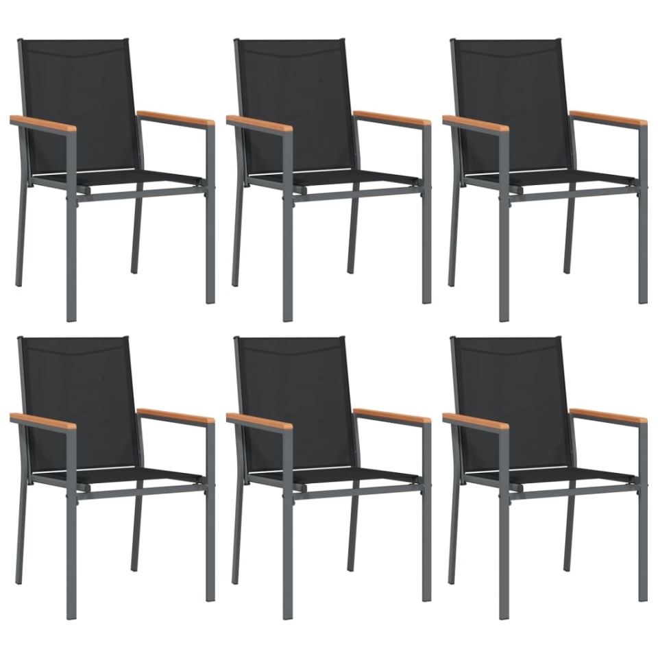 Set mobilier de grădină, 7 piese, negru, textilenă și oțel - 3 | YEO