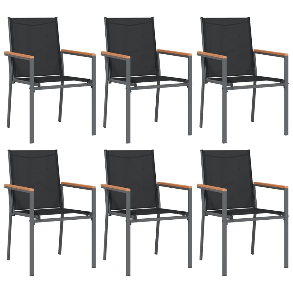 Set mobilier de grădină, 7 piese, negru, textilenă și oțel - 3 | YEO