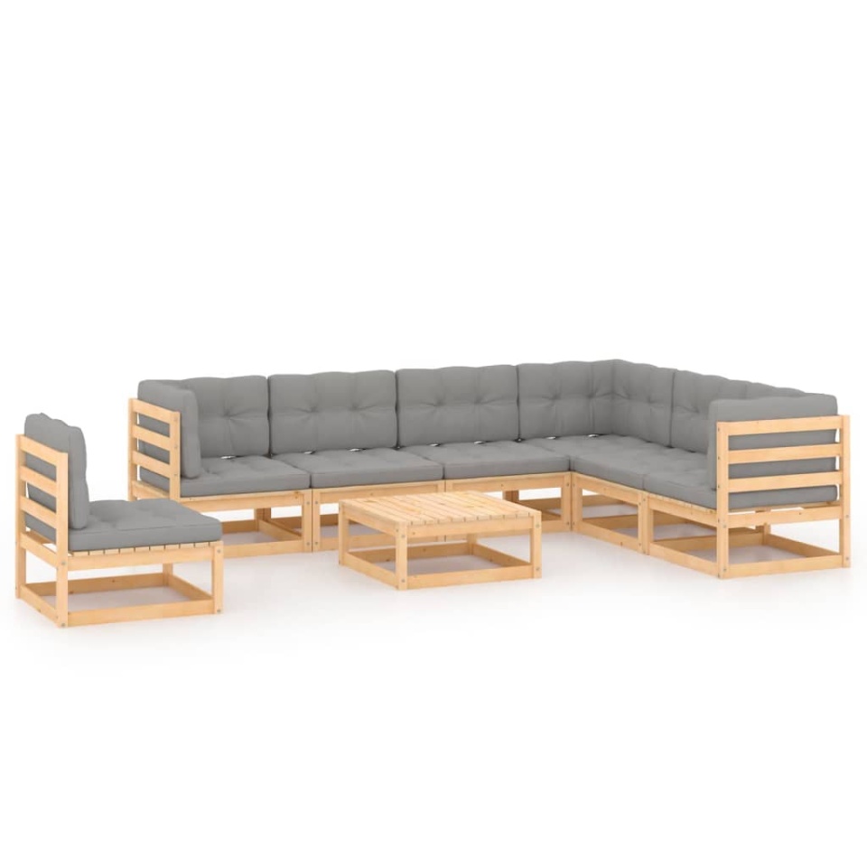 Set mobilier de grădină, 8 piese, lemn masiv de pin