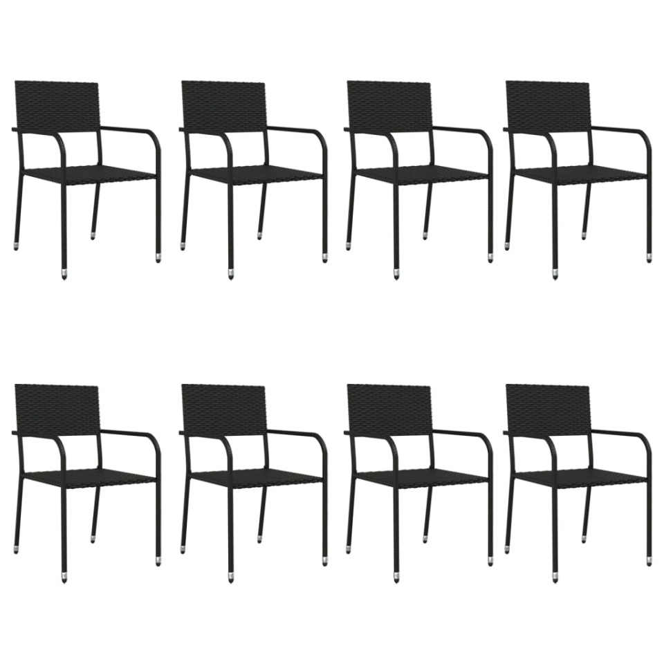 Set mobilier de grădină, 9 piese, negru, poliratan și oțel - 2 | YEO