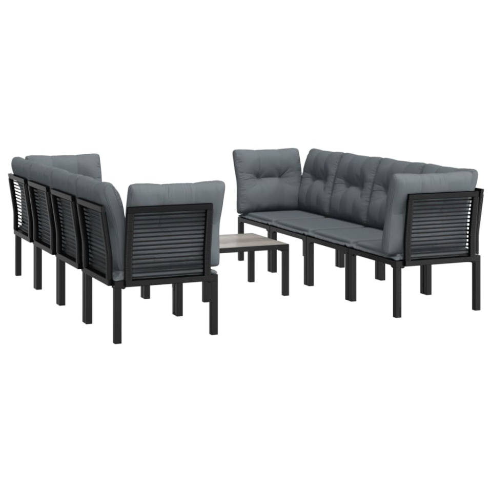 Set mobilier de grădină, 9 piese, negru și gri, poliratan - 2 | YEO