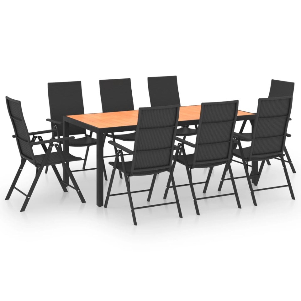 Set mobilier de grădină, 9 piese, negru și maro - 1 | YEO