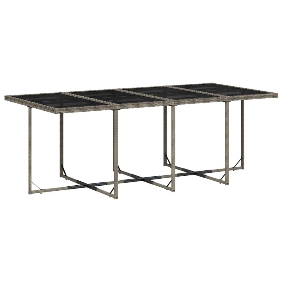 Set mobilier de grădină cu perne, 13 piese, gri, poliratan - 3 | YEO