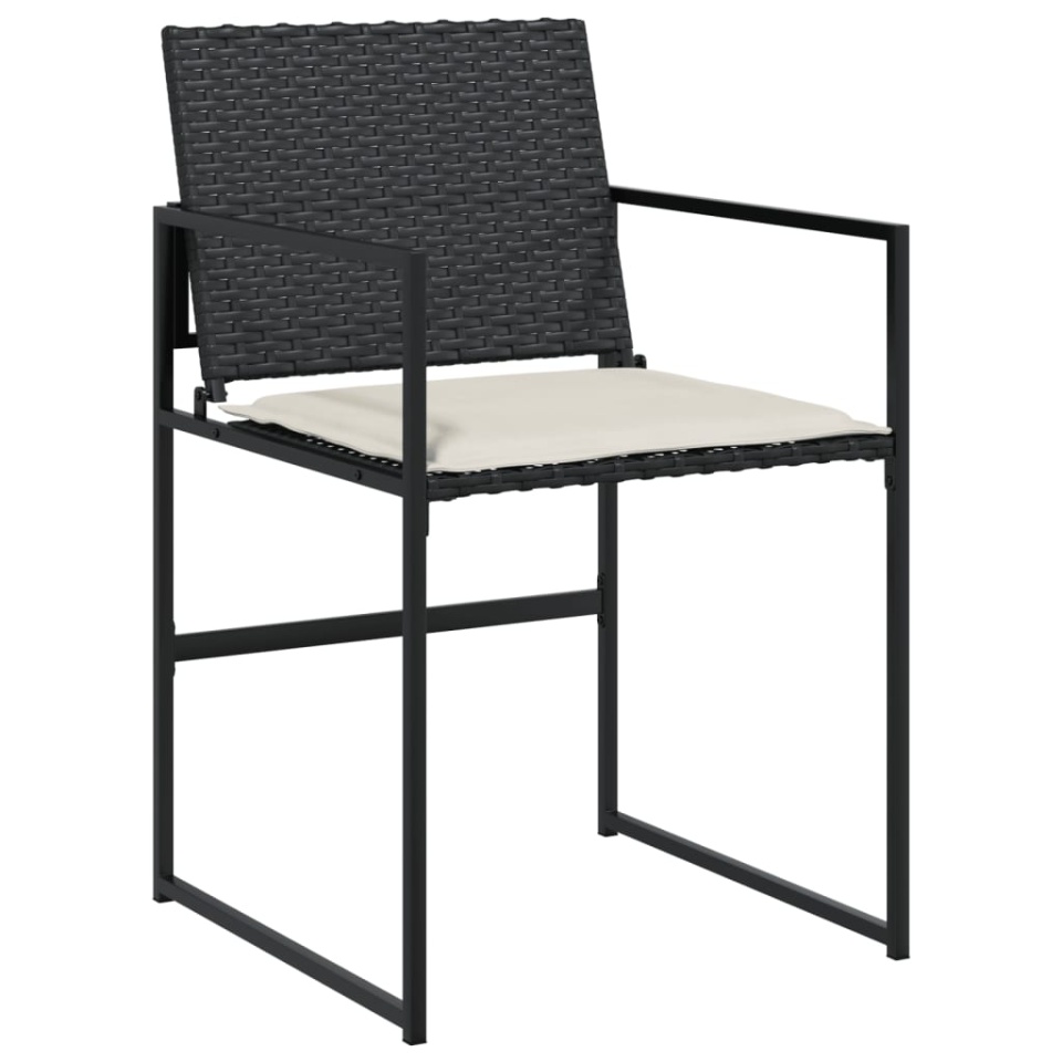 Set mobilier de grădină cu perne, 15 piese, negru, poliratan - 3 | YEO