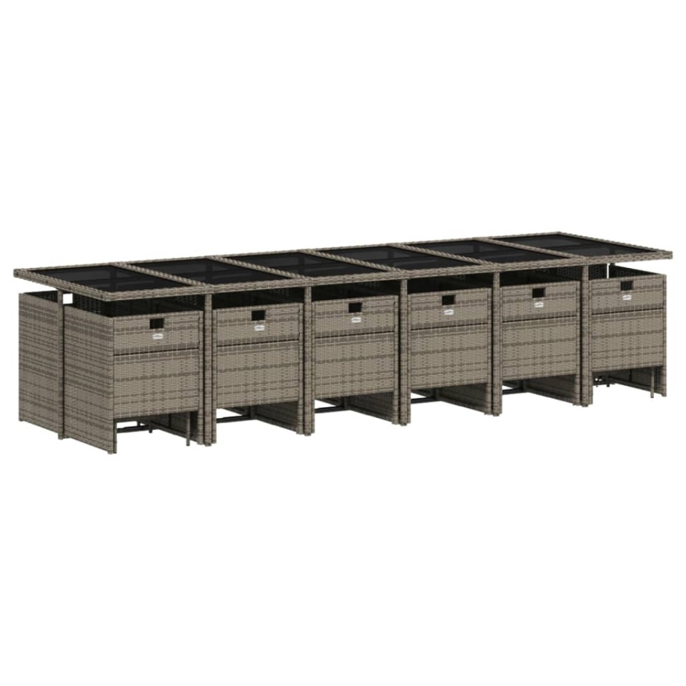Set mobilier de grădină cu perne, 17 piese, gri, poliratan - 2 | YEO