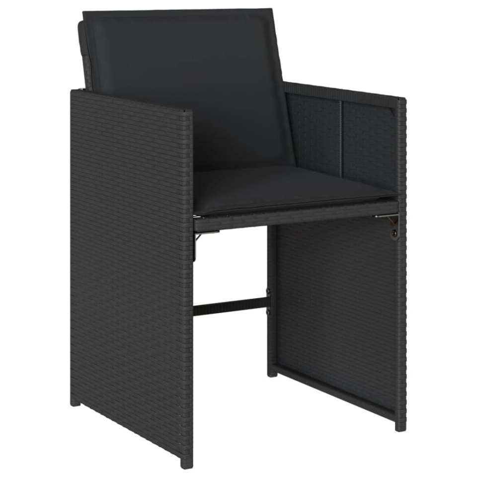 Set mobilier de grădină cu perne, 17 piese, negru, poliratan