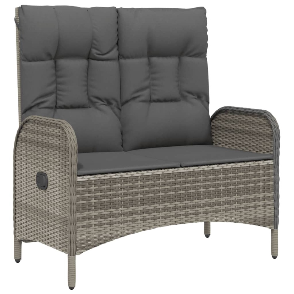 Set mobilier de grădină cu perne, 2 piese, gri, poliratan - 2 | YEO