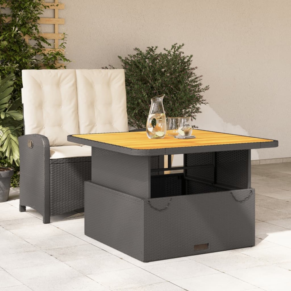 Set mobilier de grădină cu perne, 2 piese, negru, poliratan