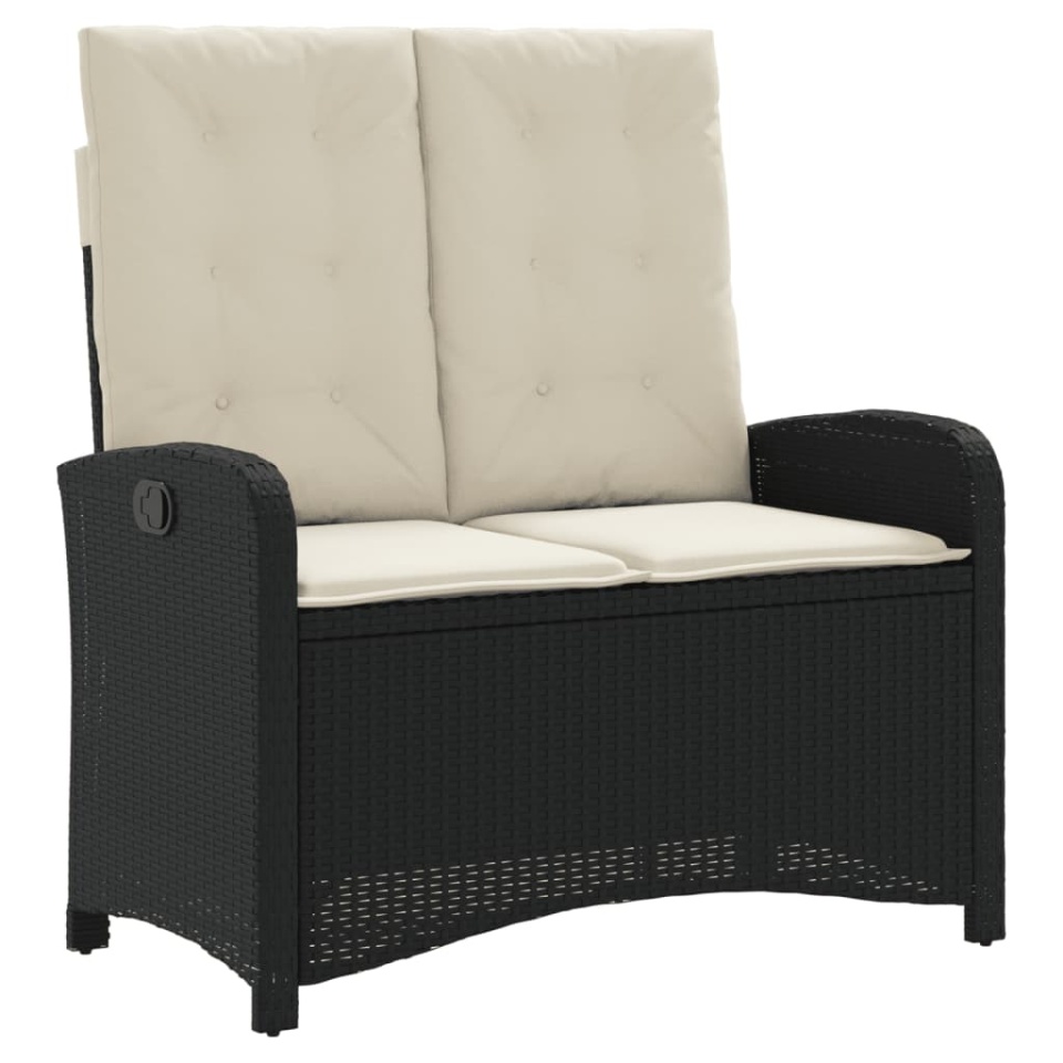 Set mobilier de grădină cu perne, 2 piese, negru, poliratan - 2 | YEO