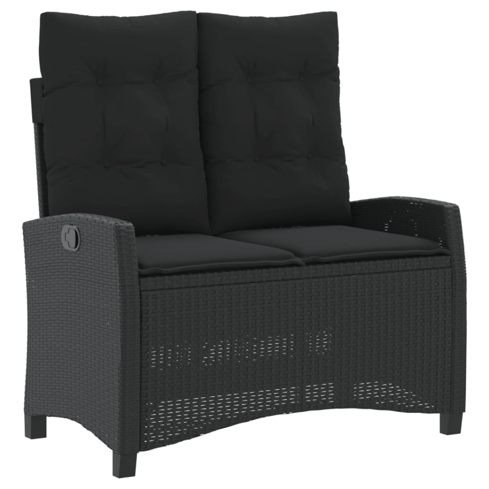 Set mobilier de grădină cu perne, 2 piese, negru, poliratan - 2 | YEO