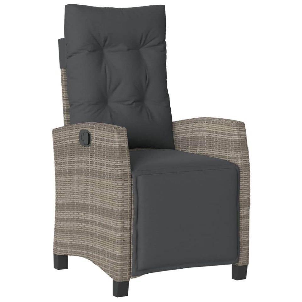 Set mobilier de grădină cu perne, 3 piese, gri, poliratan - 2 | YEO