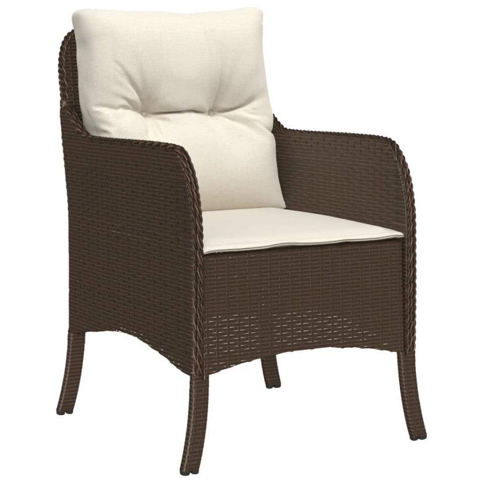 Set mobilier de grădină cu perne, 3 piese, maro, poliratan - 2 | YEO