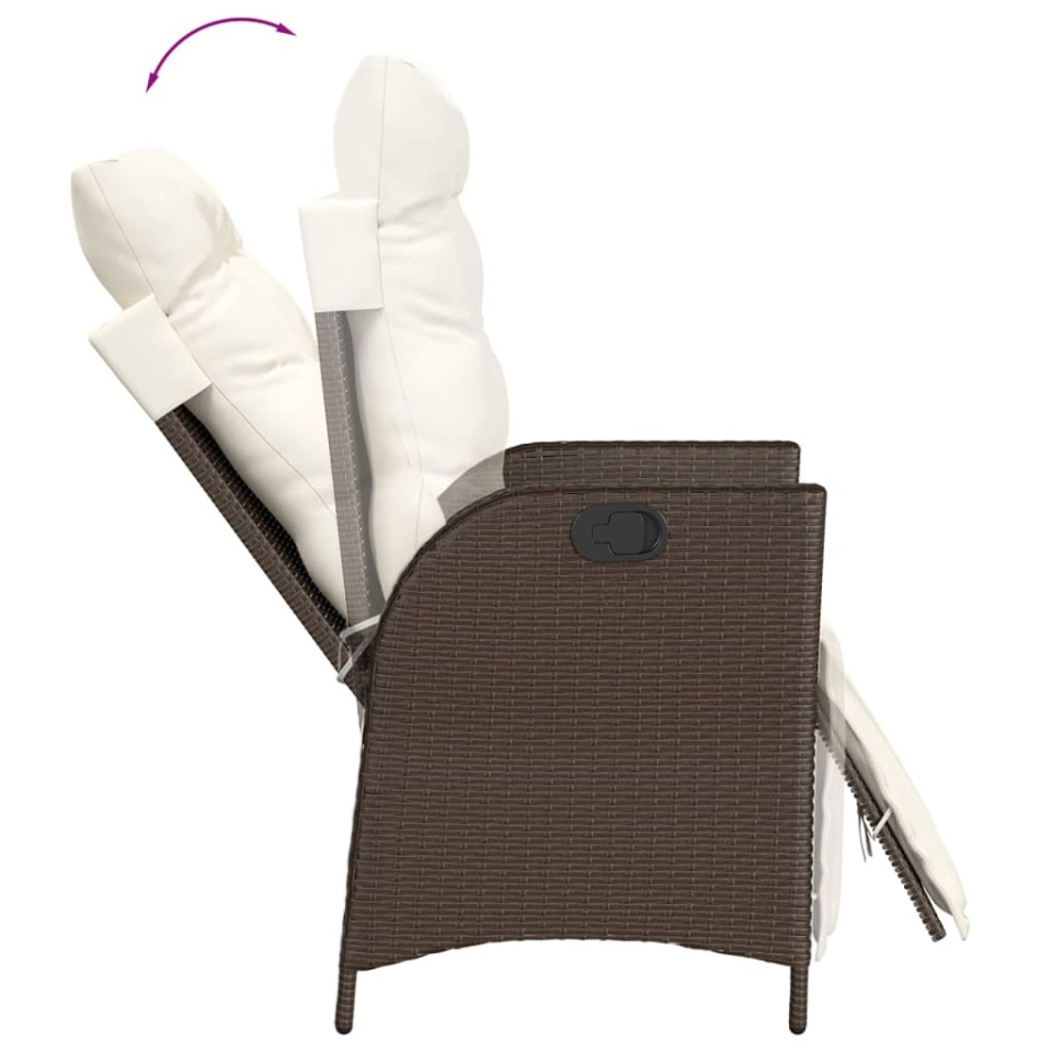 Set mobilier de grădină cu perne, 3 piese, maro, poliratan - 3 | YEO