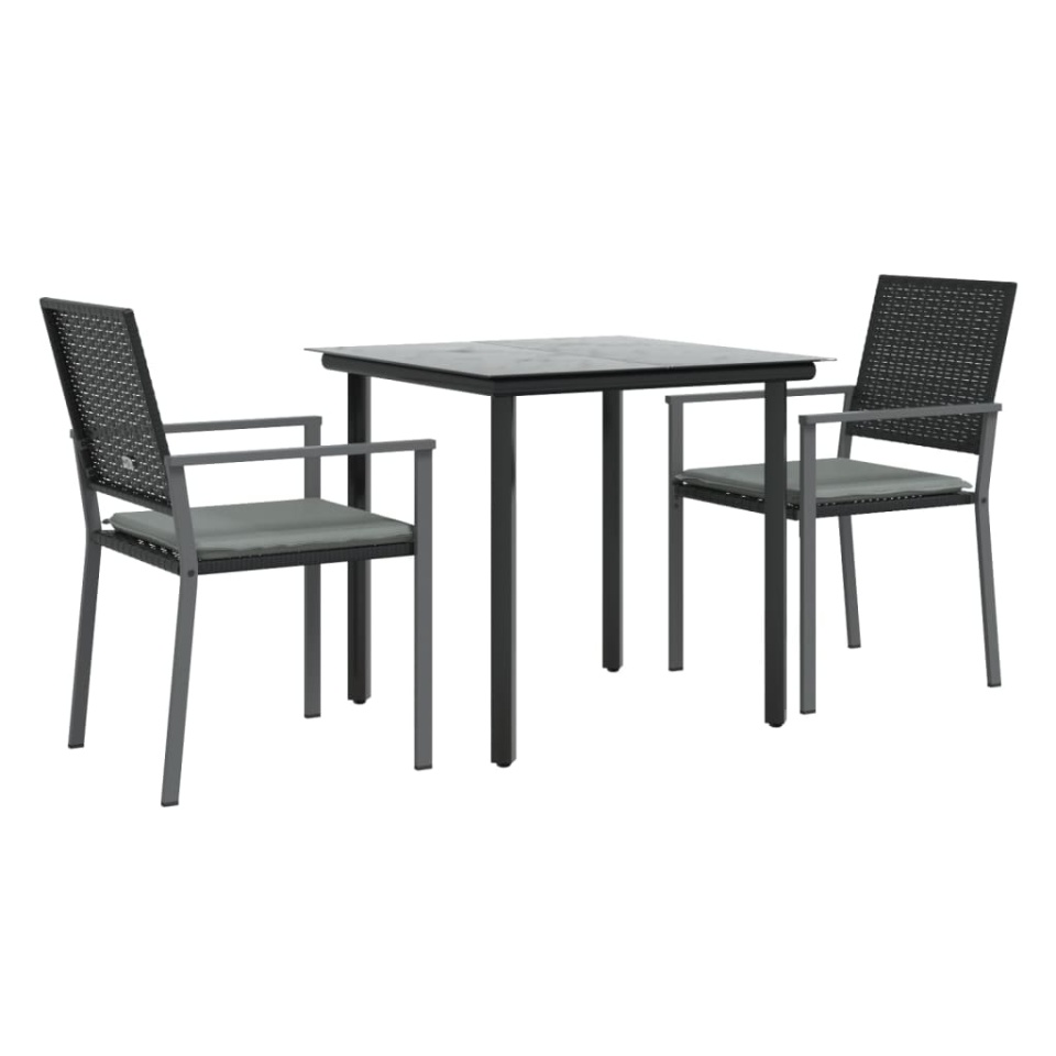 Set mobilier de grădină cu perne, 3 piese, poliratan și oțel - 2 | YEO