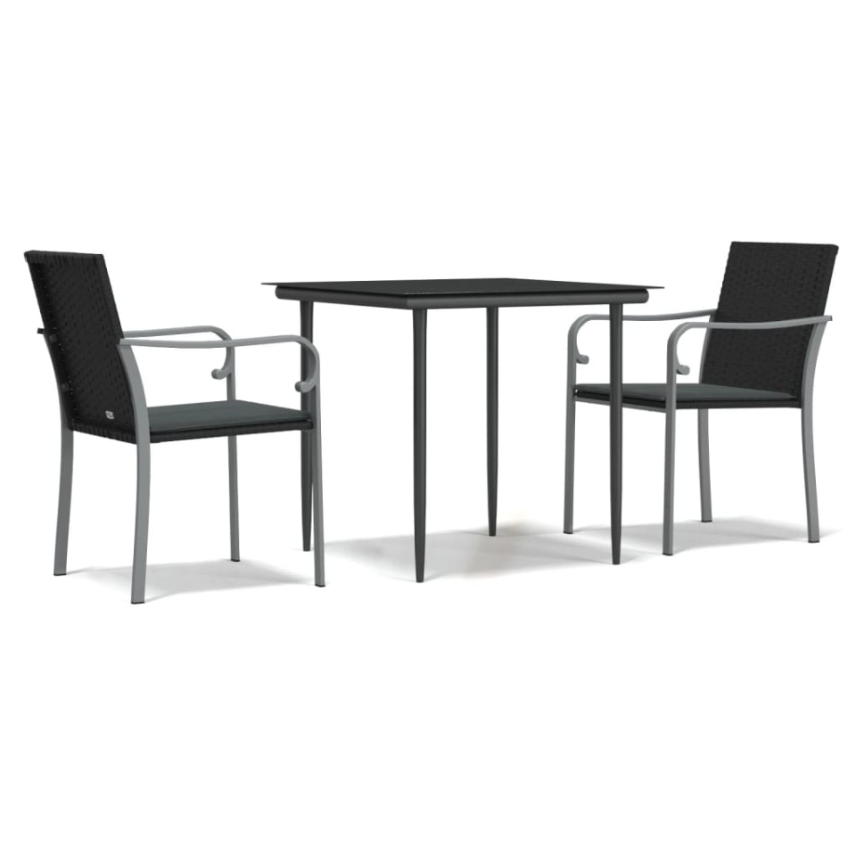 Set mobilier de grădină cu perne, 3 piese, poliratan și oțel - 1 | YEO