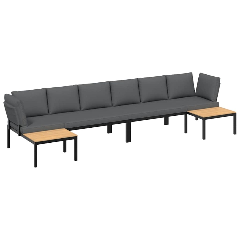 Set mobilier de grădină cu perne, 4 piese, negru, aluminiu - 1 | YEO