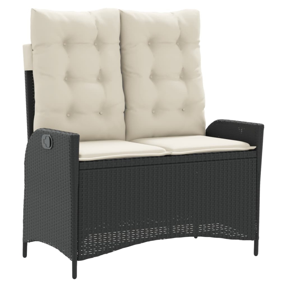 Set mobilier de grădină cu perne, 4 piese, negru, poliratan - 3 | YEO