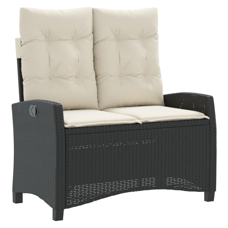 Set mobilier de grădină cu perne, 4 piese, negru, poliratan - 3 | YEO