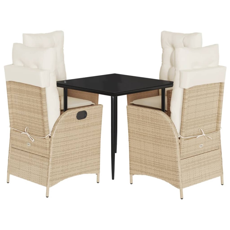 Set mobilier de grădină cu perne, 5 piese, bej, poliratan - 1 | YEO