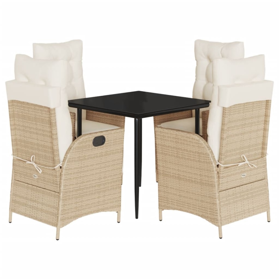 Set mobilier de grădină cu perne, 5 piese, bej, poliratan - 1 | YEO