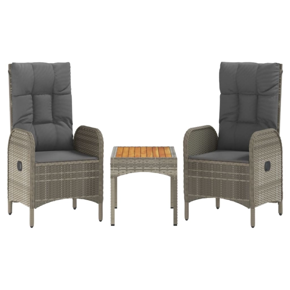 Set mobilier de grădină cu perne, 5 piese, gri, poliratan - 3 | YEO