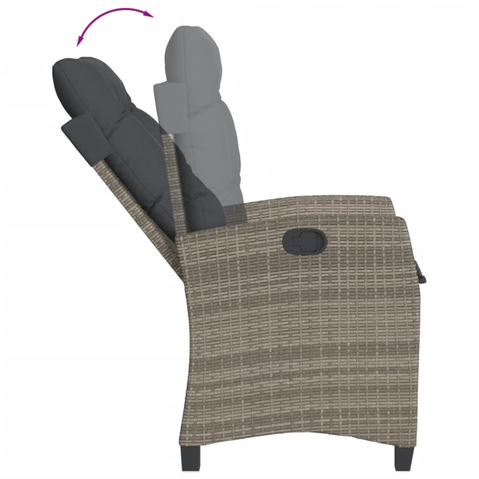 Set mobilier de grădină cu perne, 5 piese, gri, poliratan - 3 | YEO