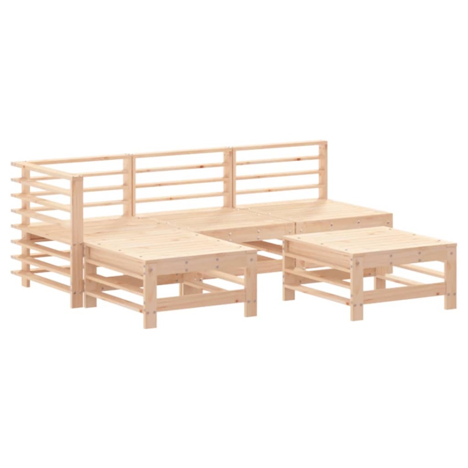 Set mobilier de grădină cu perne, 5 piese, lemn masiv - 2 | YEO