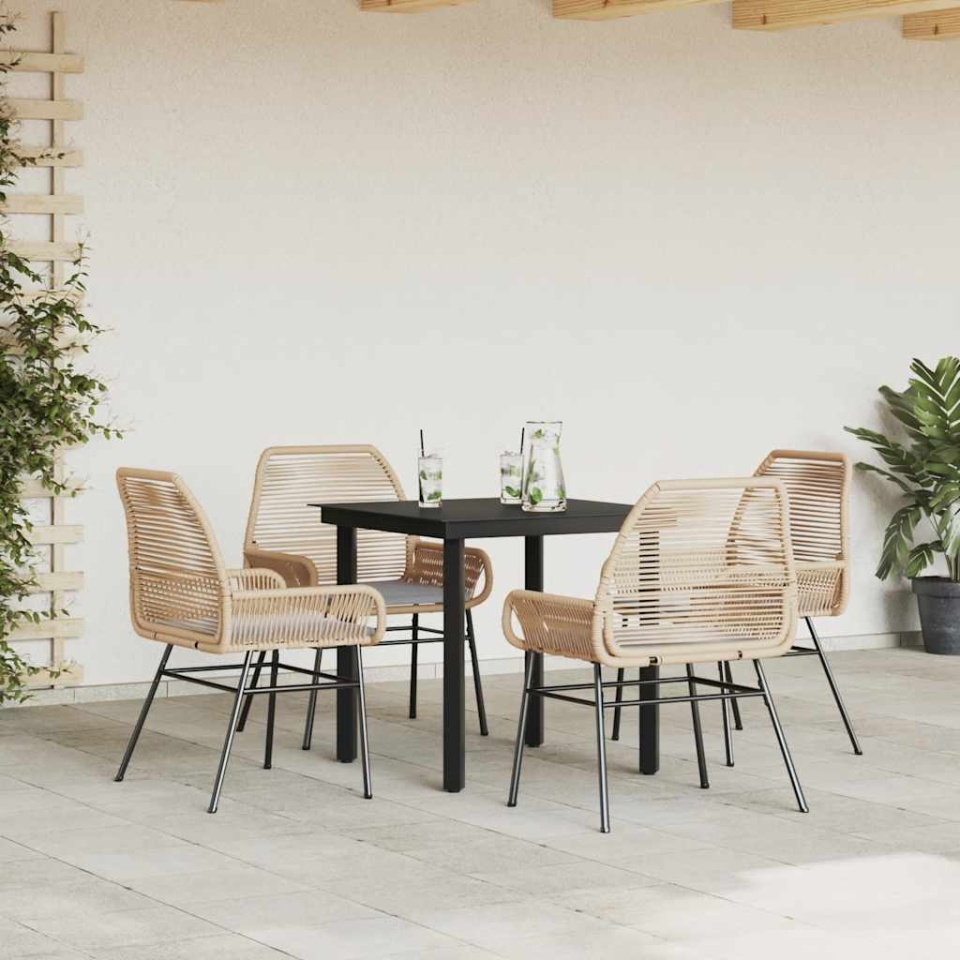 Set mobilier de grădină cu perne 5 piese maro sticlă polirattan - 2 | YEO