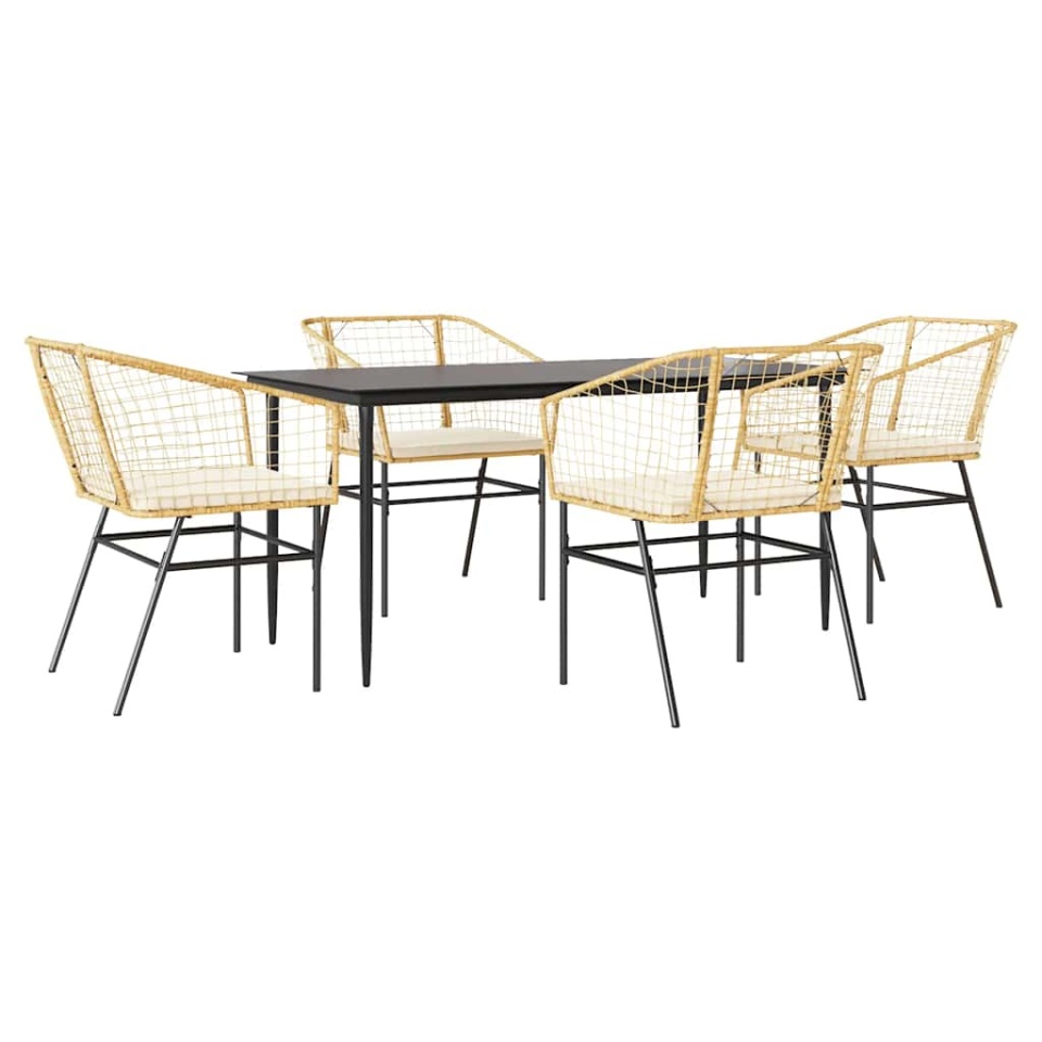 Set mobilier de grădină cu perne 5 piese maro sticlă polirattan - 1 | YEO