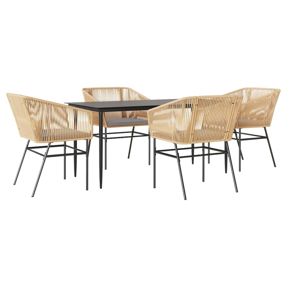 Set mobilier de grădină cu perne 5 piese maro sticlă polirattan - 1 | YEO